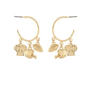 Football 3 Charm Dangle Hoops